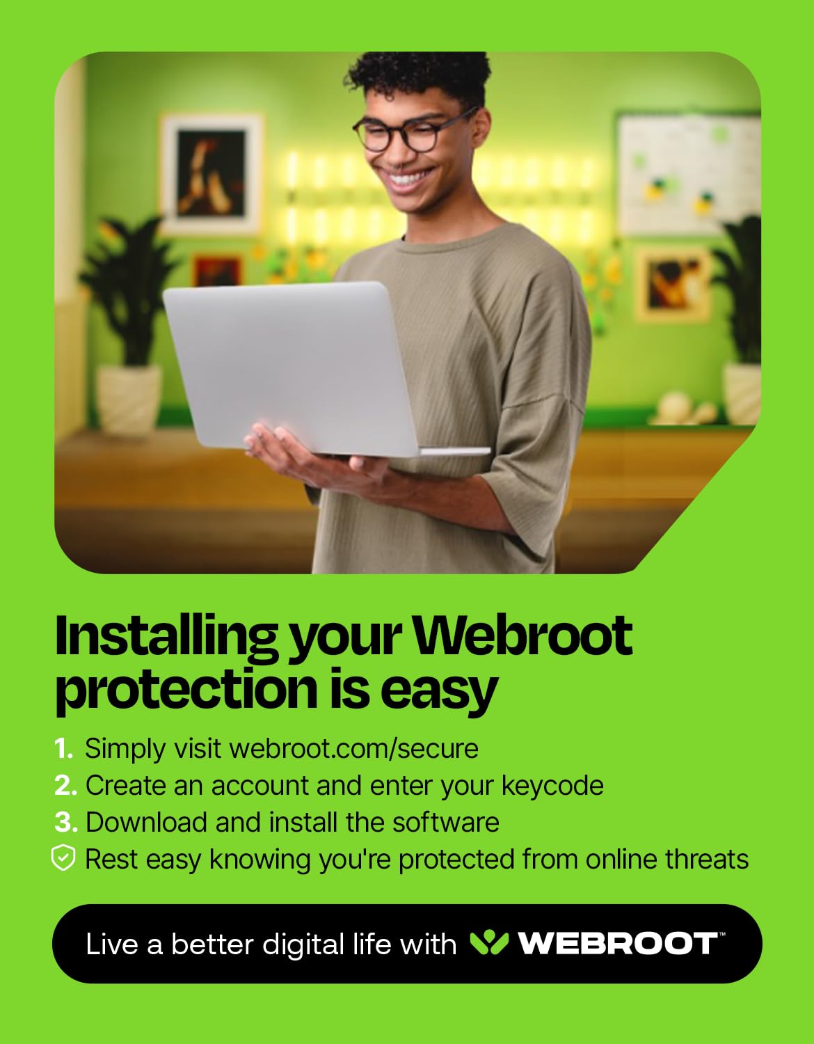 Webroot Internet Security Complete Antivirus Software 2026 10 Device 1 Year Download for PC/Mac/Chromebook/Android/IOS + Password Manager, Performance Optimizer