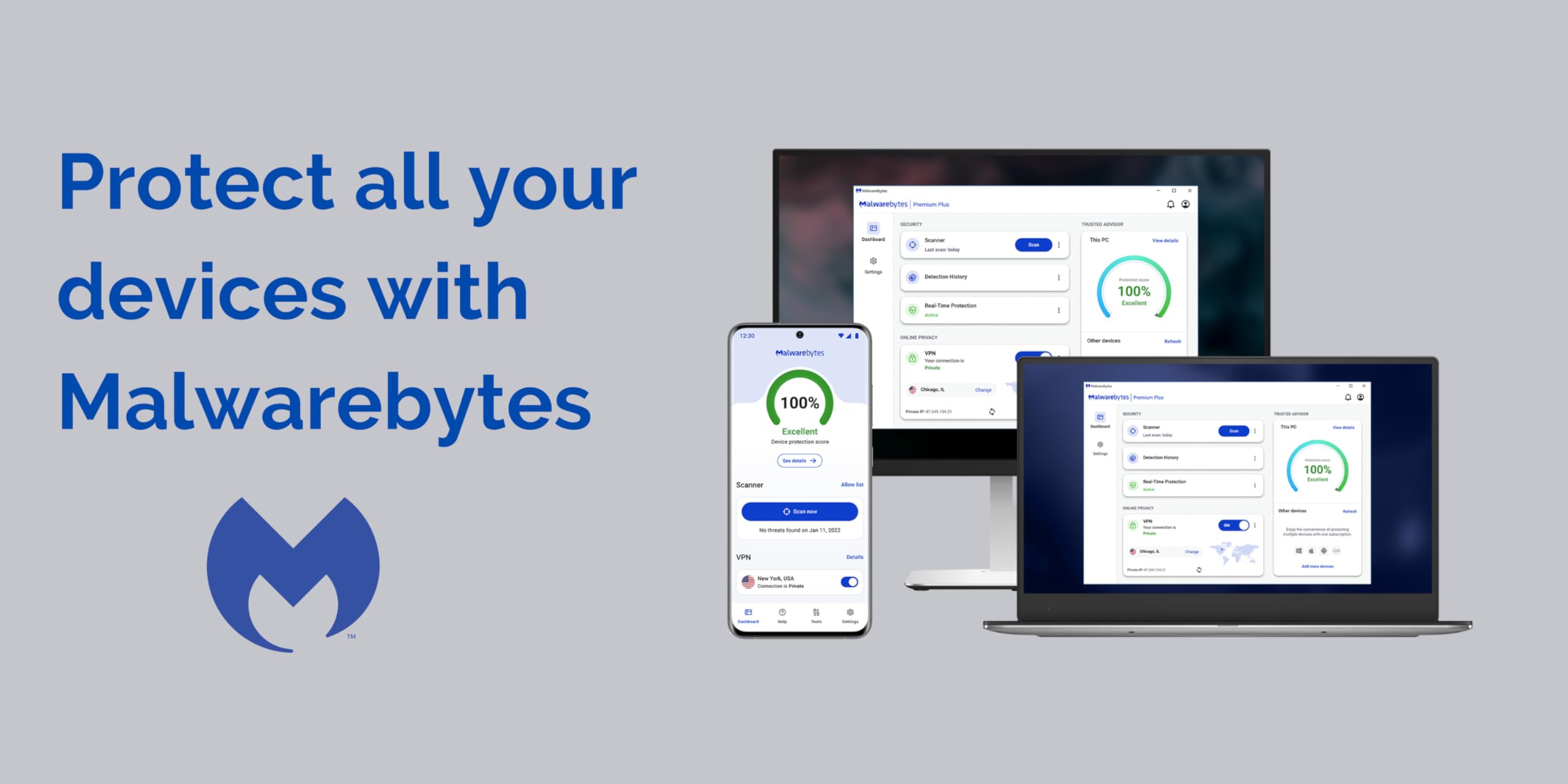 Malwarebytes Premium | 18 Months, 2 Devices | Windows, Mac OS, Android, Apple iOS, Chrome [Online Code]