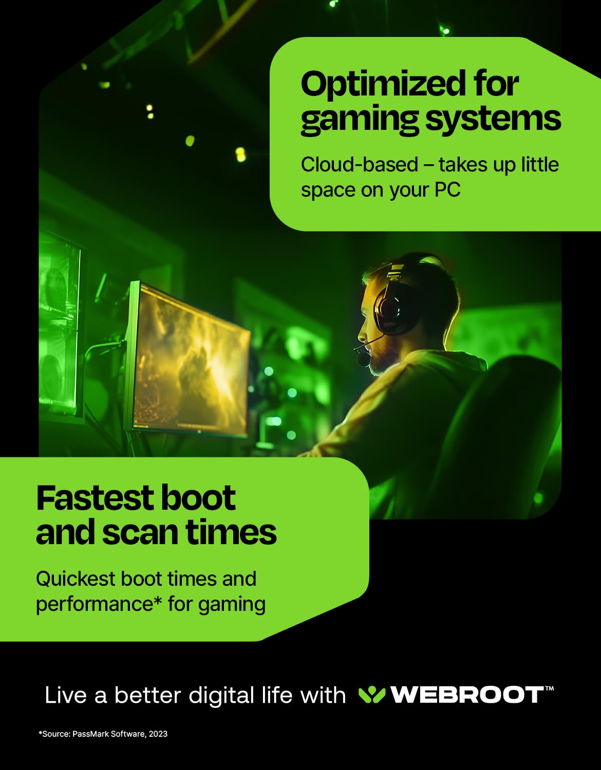 Webroot Antivirus for PC Gamers 2026 | 1 Device | 1 Year Download + System Performance Optimizer